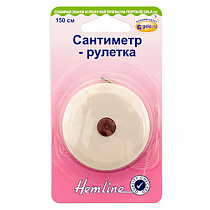 Сантиметр-рулетка 150 см, цвет корпуса молочно-белый с бордовой кнопкой Hemline 253 АКЦИЯ