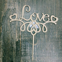 Заготовка фигурное слово, топпер "Love" 15х15см фанера Россия