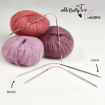Спицы чулочные (носочные) № 2,0 мм, 30 см, addi CraSyTrio Unicorn Lace Long 180-2/2-30