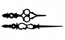 Стрелки для часов №17 92 и 131мм, металлические, черные, 201045