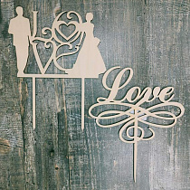 Заготовка фигурное слово "Love", топпер 20х15см фанера Россия