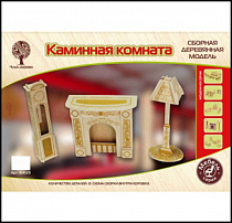 Сборная деревянная мебель для кукол КАМИННАЯ КОМНАТА 80023